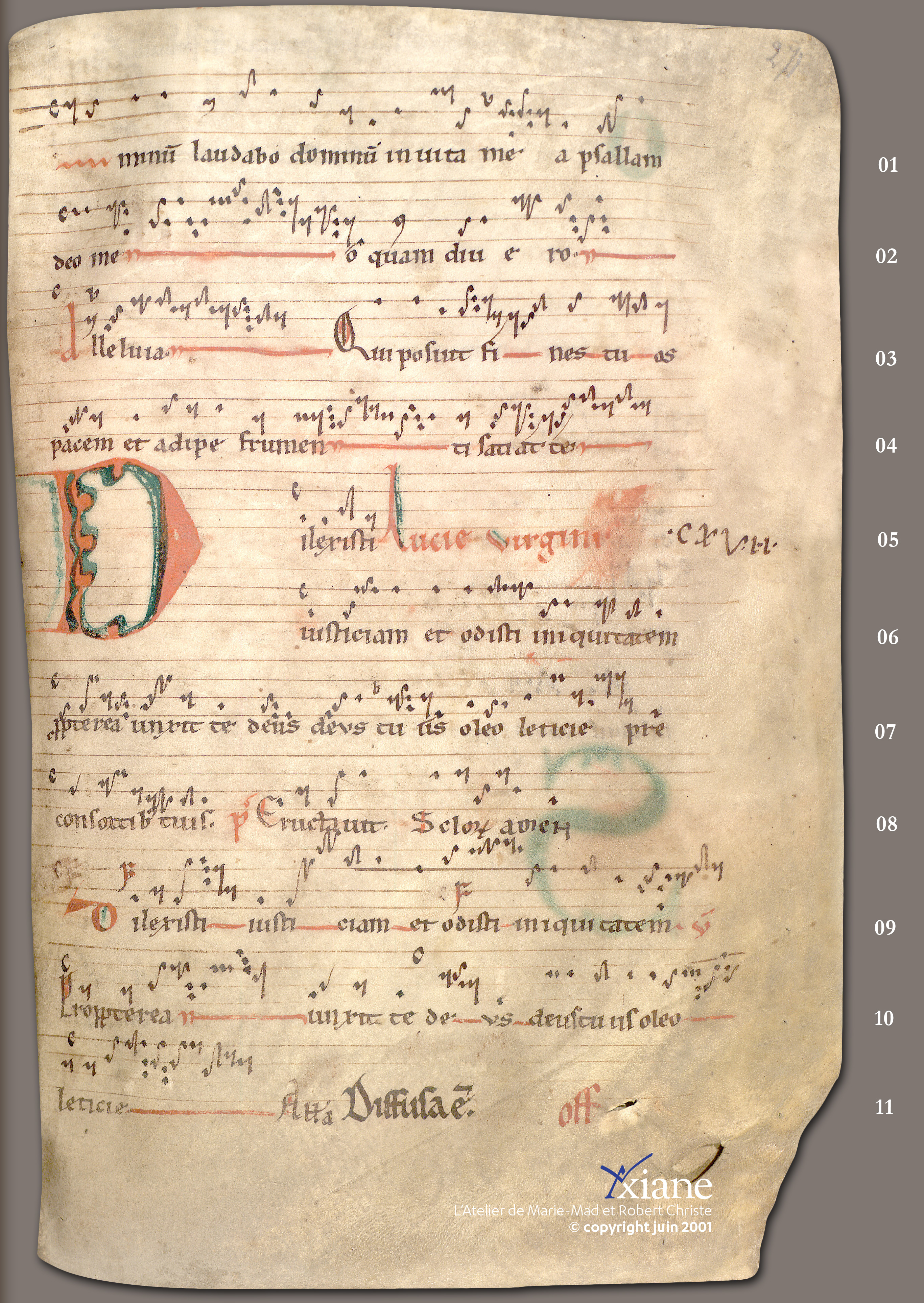 ... Alleluia pour les derniers dimanches après la Trinité. Début du Sanctoral : Sainte Lucie (13 décembre)